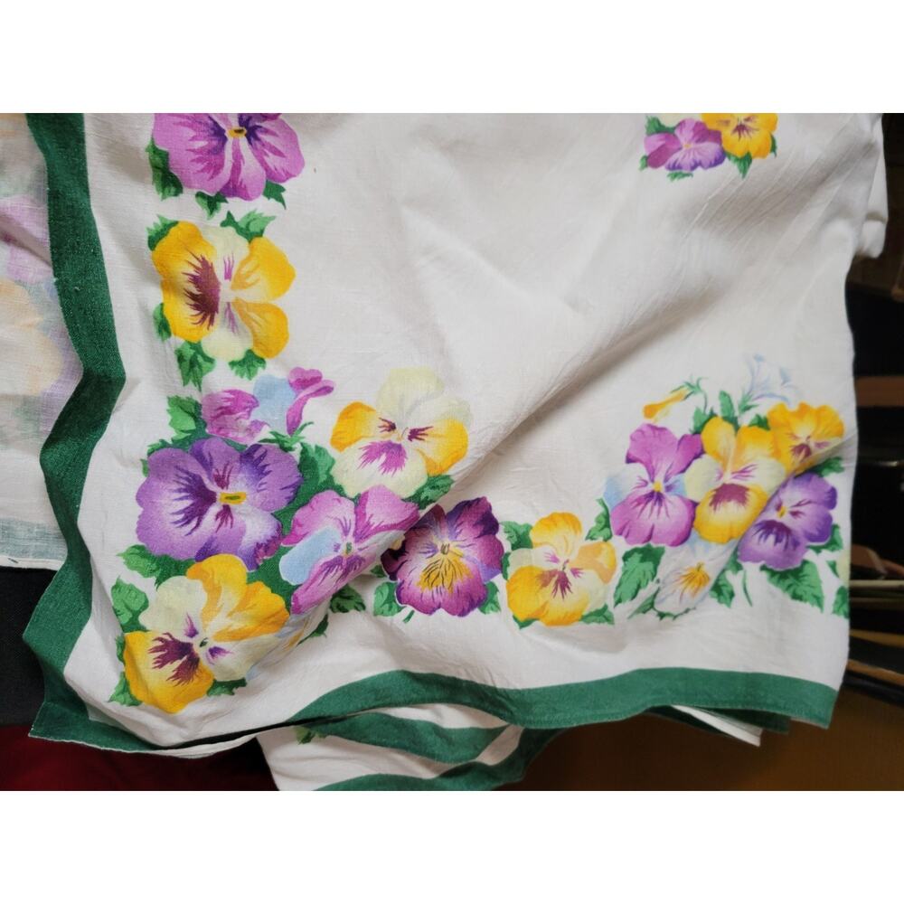 Vintage Peony Floral Tablecloth Cover W Napkins Linens Retro Antique - Picture 3 of 8